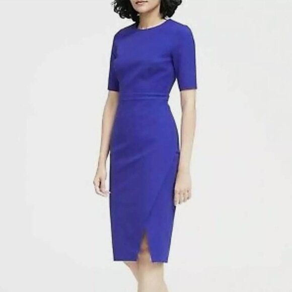 Banana Republic Royal Blue Bi-Stretch Dress suiting formal short sleeve